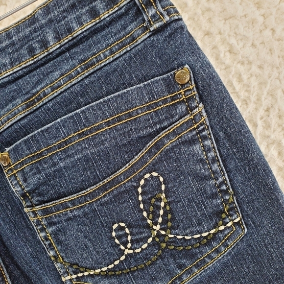 Prana Jeans Womens 8 Blue Bootcut Dark Blue Stretch Embroidered 27x32.5 - Picture 8 of 13